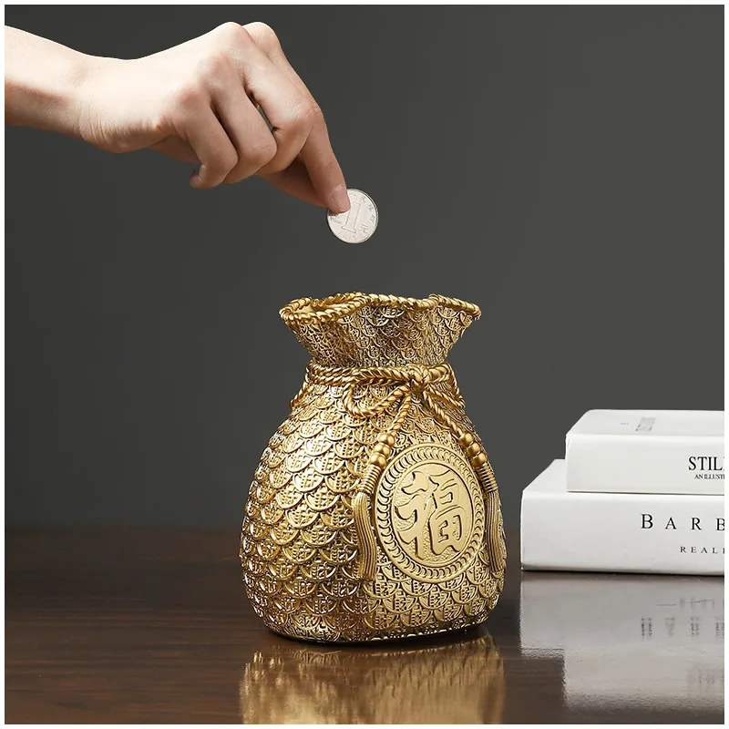 

Creative lucky bag piggy bank ornaments piggy bank Chinese traditional resin sculpture blessing family desk decoration crafts