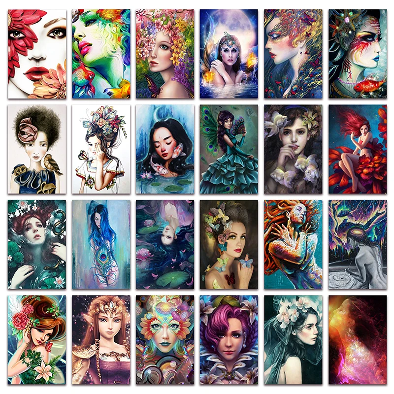 

New Full Diamond mosaic Art fish Beauty DIY Diamond painting embroidery cross stitch flower girl Goblin picture Home decor E127