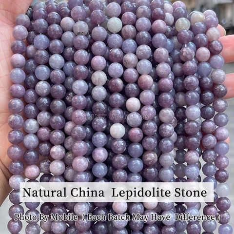 Натуральный камень, китайские лепидолитные бусины, круглые свободные бусины-разделители 8 10 мм для изготовления ювелирных изделий, браслет, ожерелье, аксессуары 15 дюймов