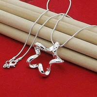 fine silver starfish star pendant necklace snake chain for women fashion wedding engagement jewelry wholesale