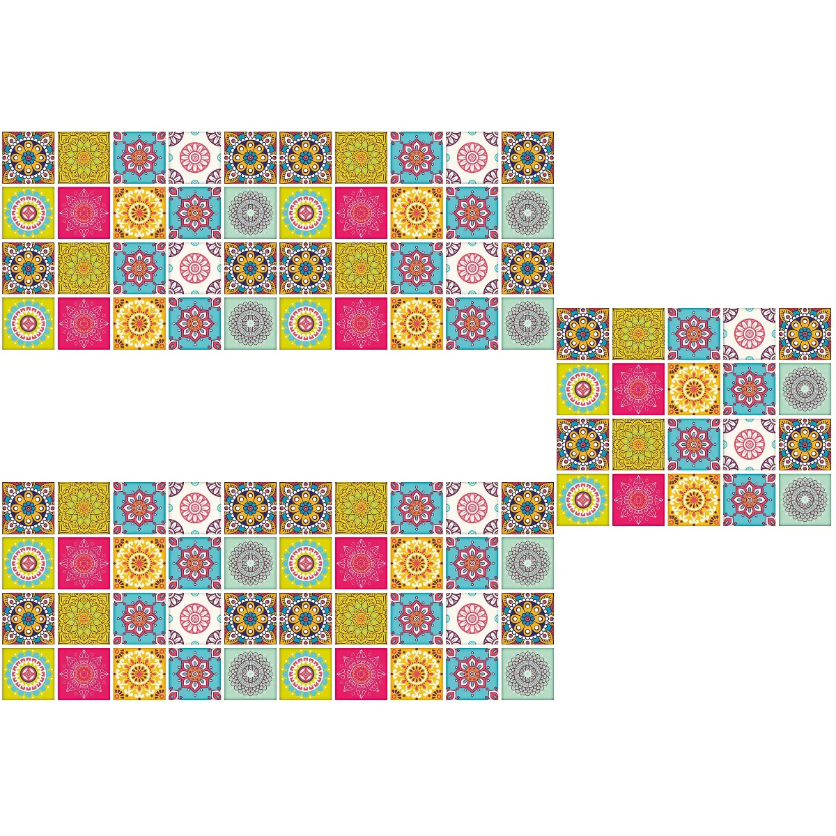 

100 pcs Bathroom Tile Stickers Kitchen Decorative Square Colorful Tile Sticker