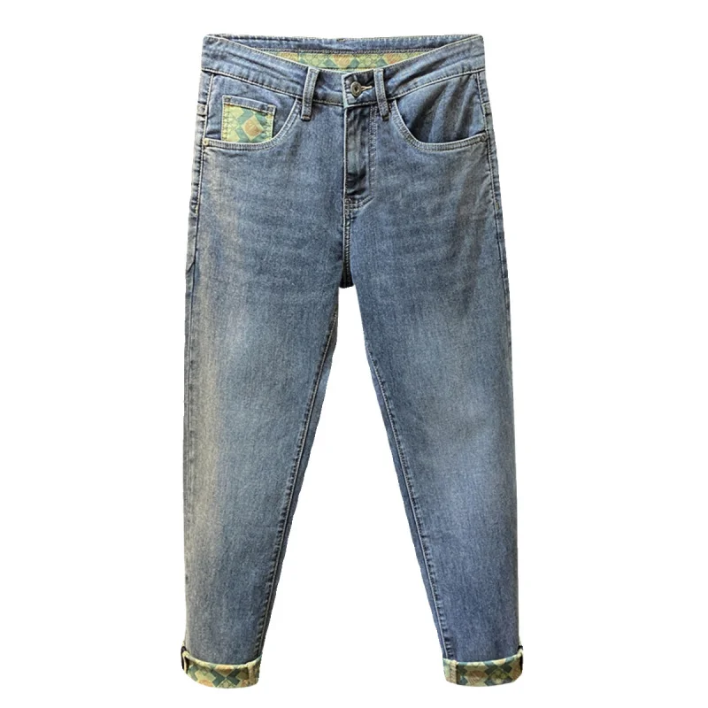 Высококачественные модные брендовые повседневные мужские джинсы с принтом