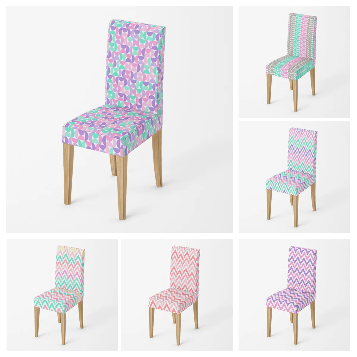 Домашние чехлы на стулья кухонные регулируемые столовые эластичные тканевые