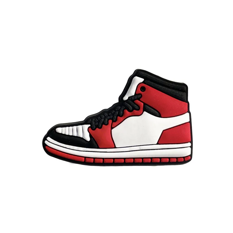 Hot 1pcs sneakers Shoe Charms Cool DIY Shoe Aceessories Fit croc Clogs PVC Decorations buckle adult Kids X-mas Gifts jibz