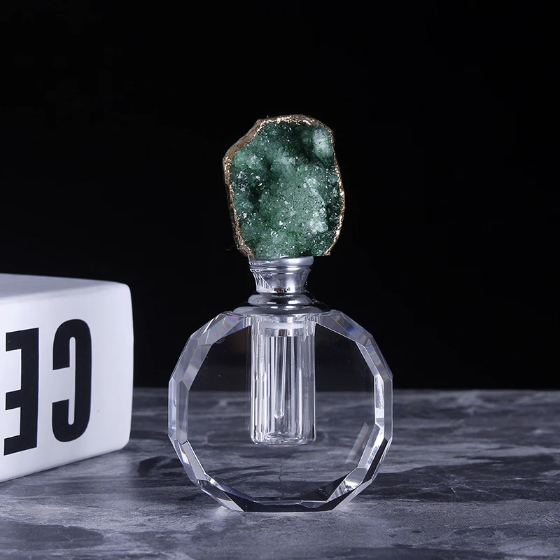 

6ml Green Agate Perfume Bottle Natural Stone Essential Oil Bottle Refillable Home Decoration Accessories Necessary Travel Gift