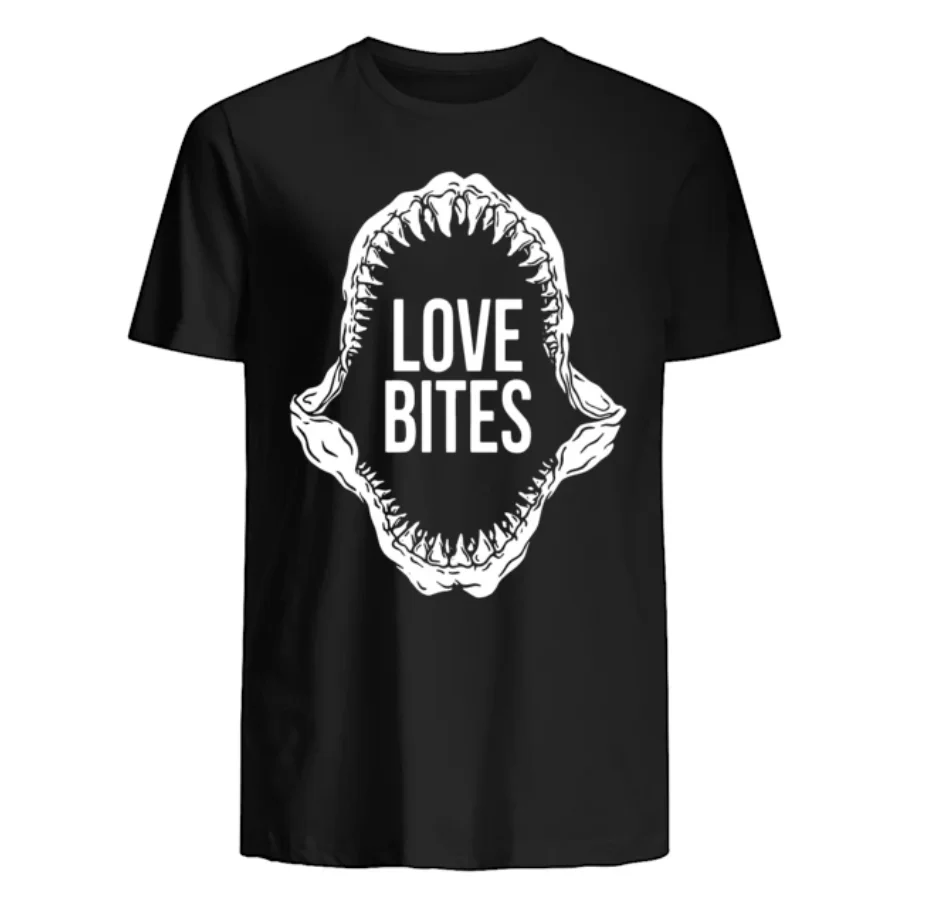 Новая летняя повседневная мужская футболка Love Bites Shark &quotЧелюсти&quot из 100% хлопка с