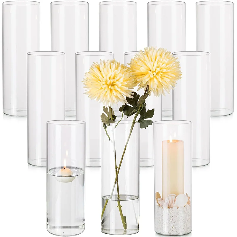 S For Pillar Or Floating Candles, Tall Clear Vase For Centerpieces, Round