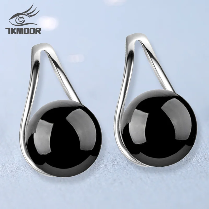 

Silver Color Jewelry Natural Red Black B Stud Earrings For Women Girl Boucle d'oreille Pendientes