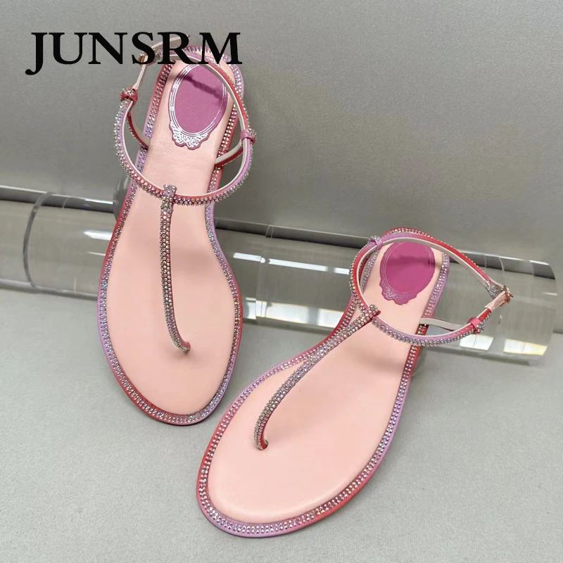 

Сандалии на плоской подошве с Т-образным ремешком и ремешком