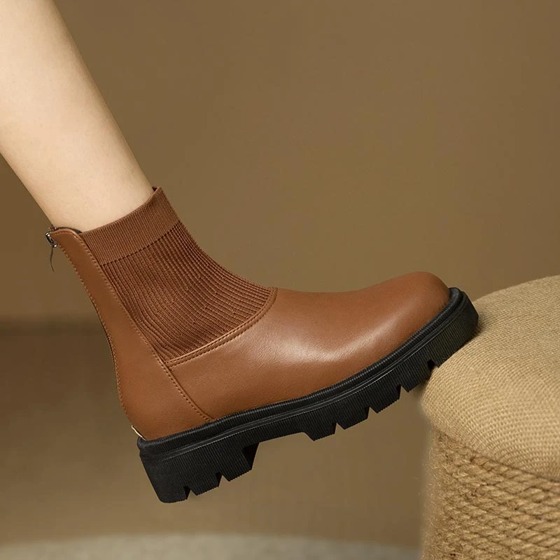 

Thick-soled Sleeve Ankle Boots Women 2022 Fashion Women Boots Outdoor Round Toe Casual Fashion Boots Women Botas De Mujer