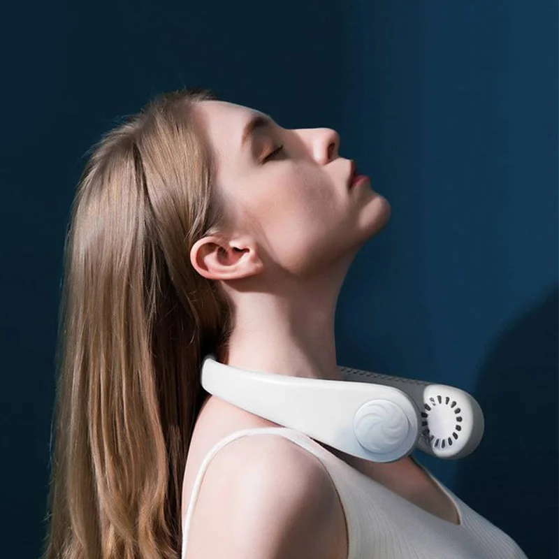 

The new neck hung fan usb charging lazy and then type small fan student office movement leaves hang neck fan electric fan