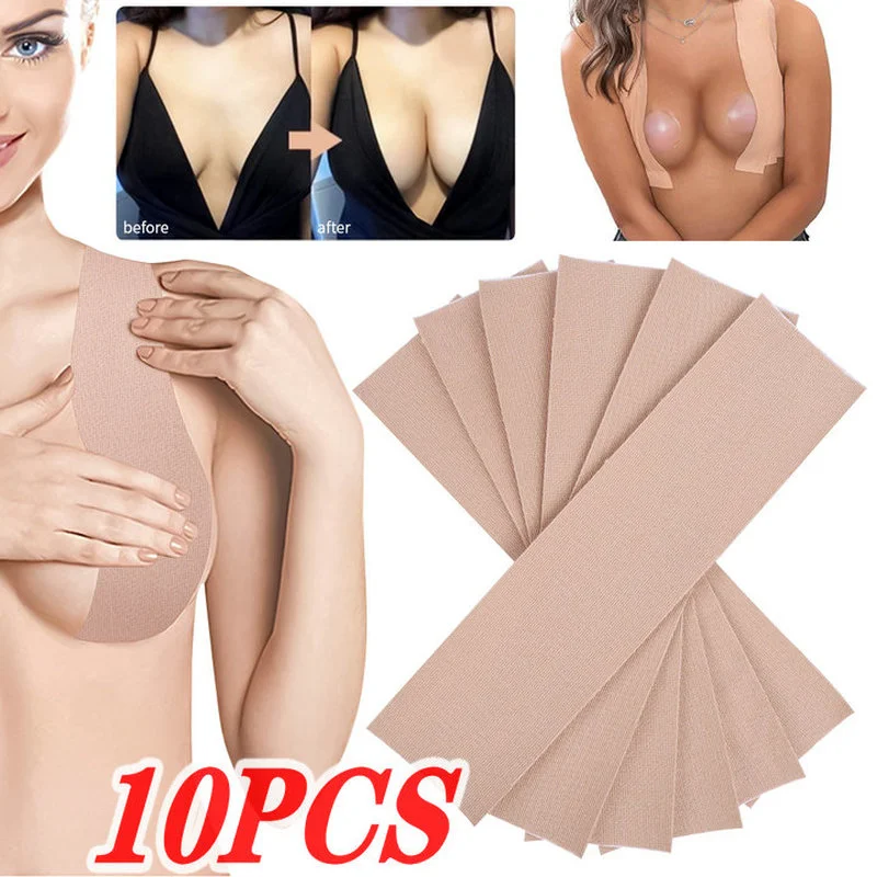 

10PCS Women Breast Lifting Boob Tape Stickers Nipple Covers Push Up Bra Body Invisible Chest Lift Tapes Adhesive Sticky Bralette