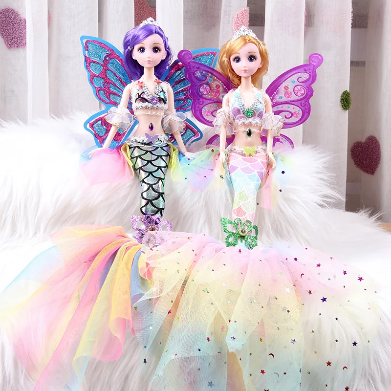 

45cm Mermaid Princess Doll 13 Joint Movable 3D Eye 1/6 Wedding Mermaid BJD Doll Removable Fish Scale Toys Girl Birthday Gift