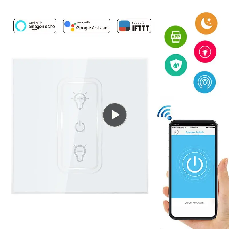 

Smart Wifi Switch Wireless Wall Interrupter Touch Control WiFi Switch Compatible with Alexa Google Assistant LED Dimmer EU
