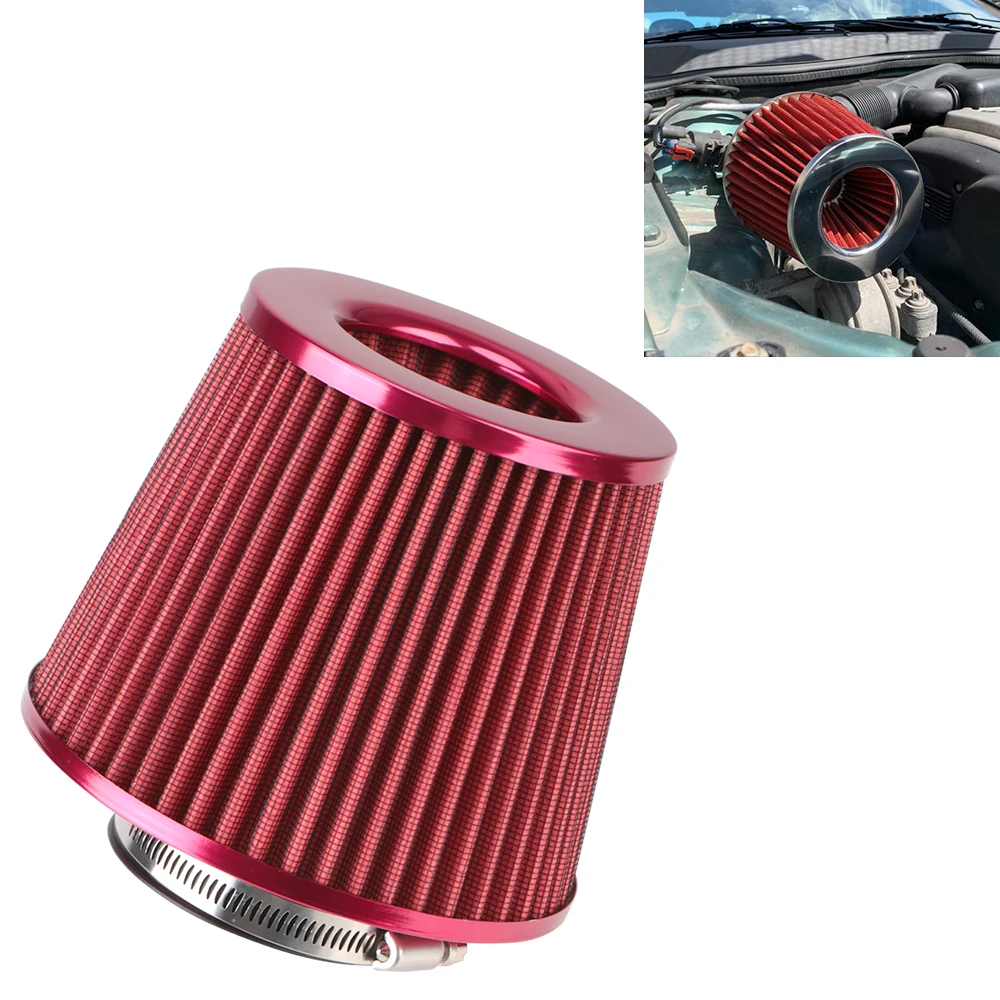

76MM 3 Inch Car Air Filter Sport Power Mesh Cone Cold Air Induction Kit High Flow Intake FilterIntake Filter Universal Car Parts