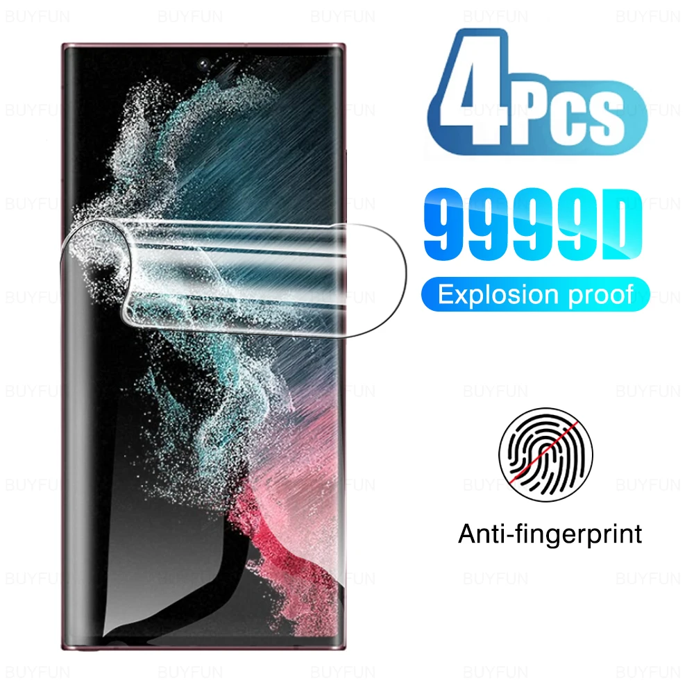 

Гидрогелевая пленка 4 шт., полное покрытие, Защита экрана для Samsung S22, S21, S20, S10, S10E, S9, S8, Ultra Plus Lite, FE 4, зеркальное, не безопасное стекло
