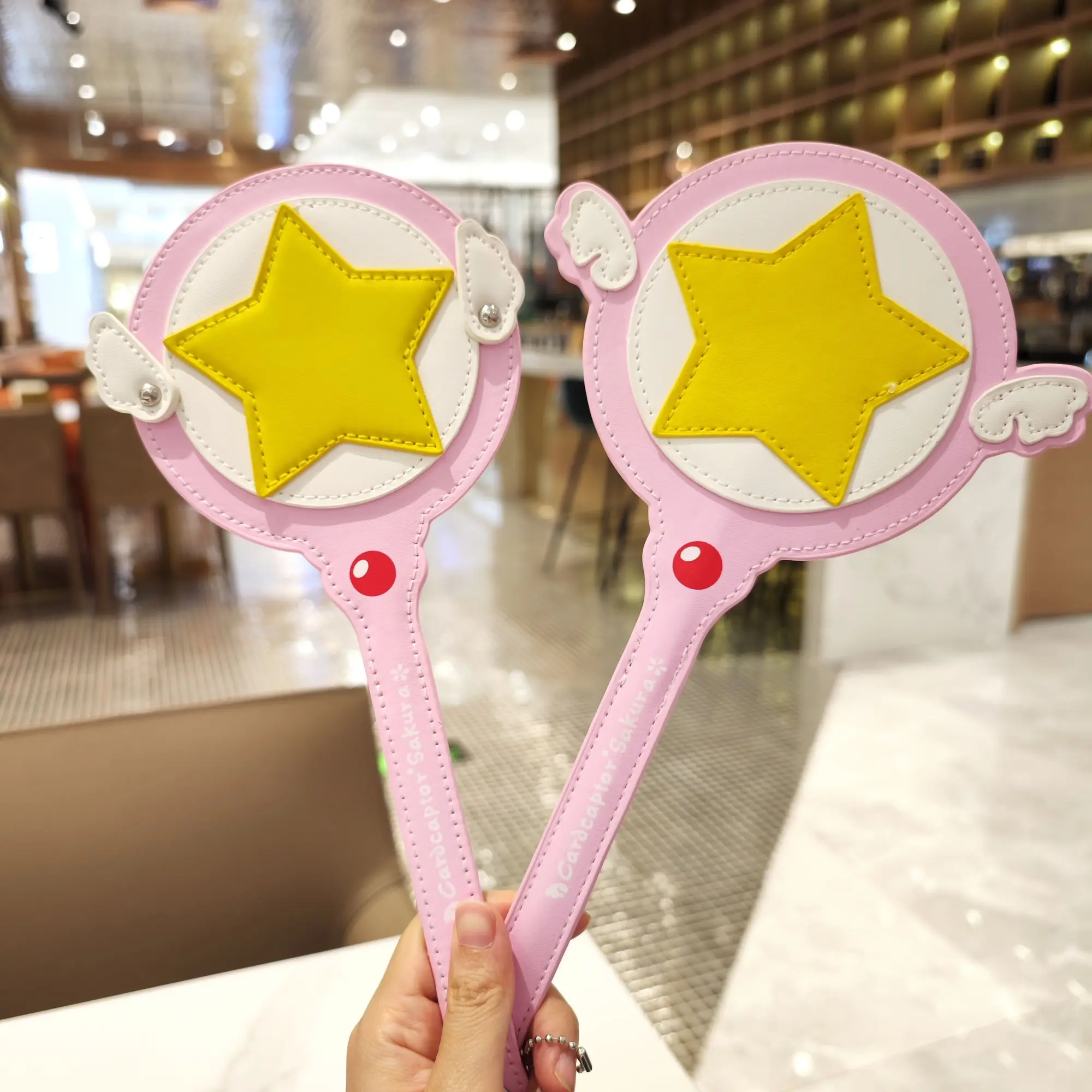 Kawaii Cardcaptor Sakura Cerberus Princess Magic Wand Toy Card Case Bus Card Holder Pink Super Star with Hairband Gift Anime Toy