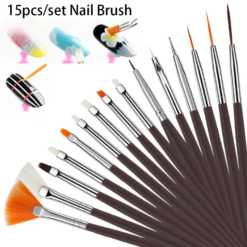 

Кисти для ногтей для маникюра, гелевые кисти 5-15 шт./компл., кисти для дизайна ногтей, акриловая жидкая пудра, резьба по искусству, аксессуары