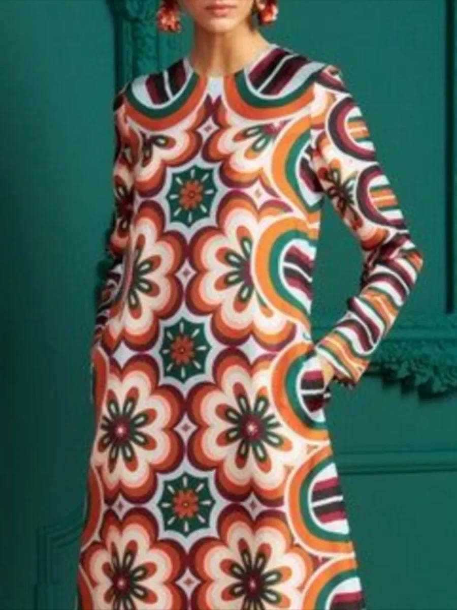 Gymdolphin женское повседневное отпускное платье с круглым вырезом и длинными