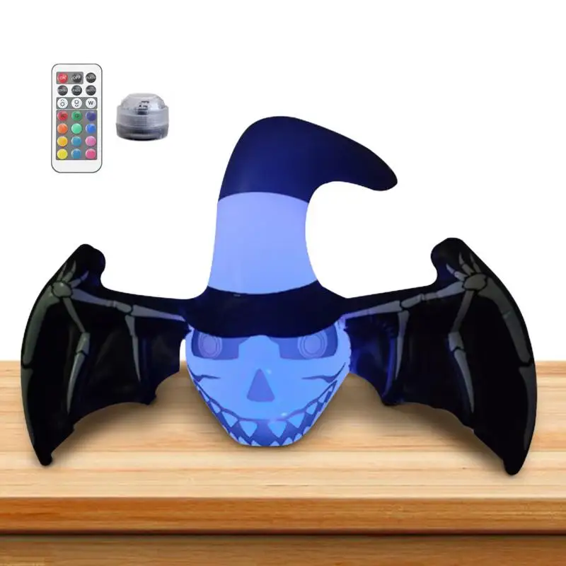 

Halloween Bat Blow Up 3ft Halloween Inflatable Blue Bat With Huge Black Wings Inflatable Bats LED Lights Light-Up Bloodshot Bat
