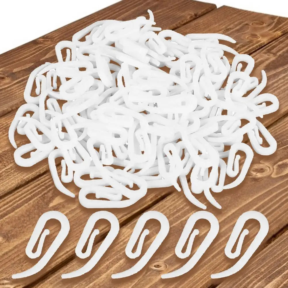 

100pcs/Set Plastic Curtain Hanging Hooks Ring Window Curtain Hanger Hooks White Curtain Hook For Bathroom Shower Curtain
