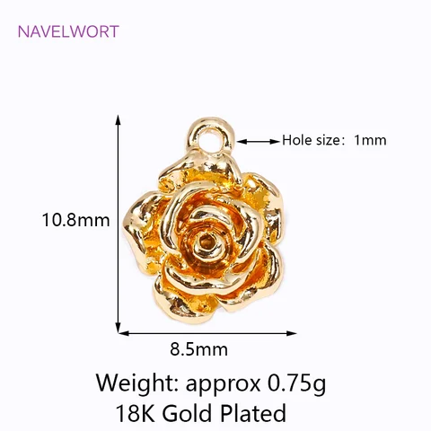 NAVELWORT Позолоченные подвески в форме цветка розы, латунь, 10 штук
