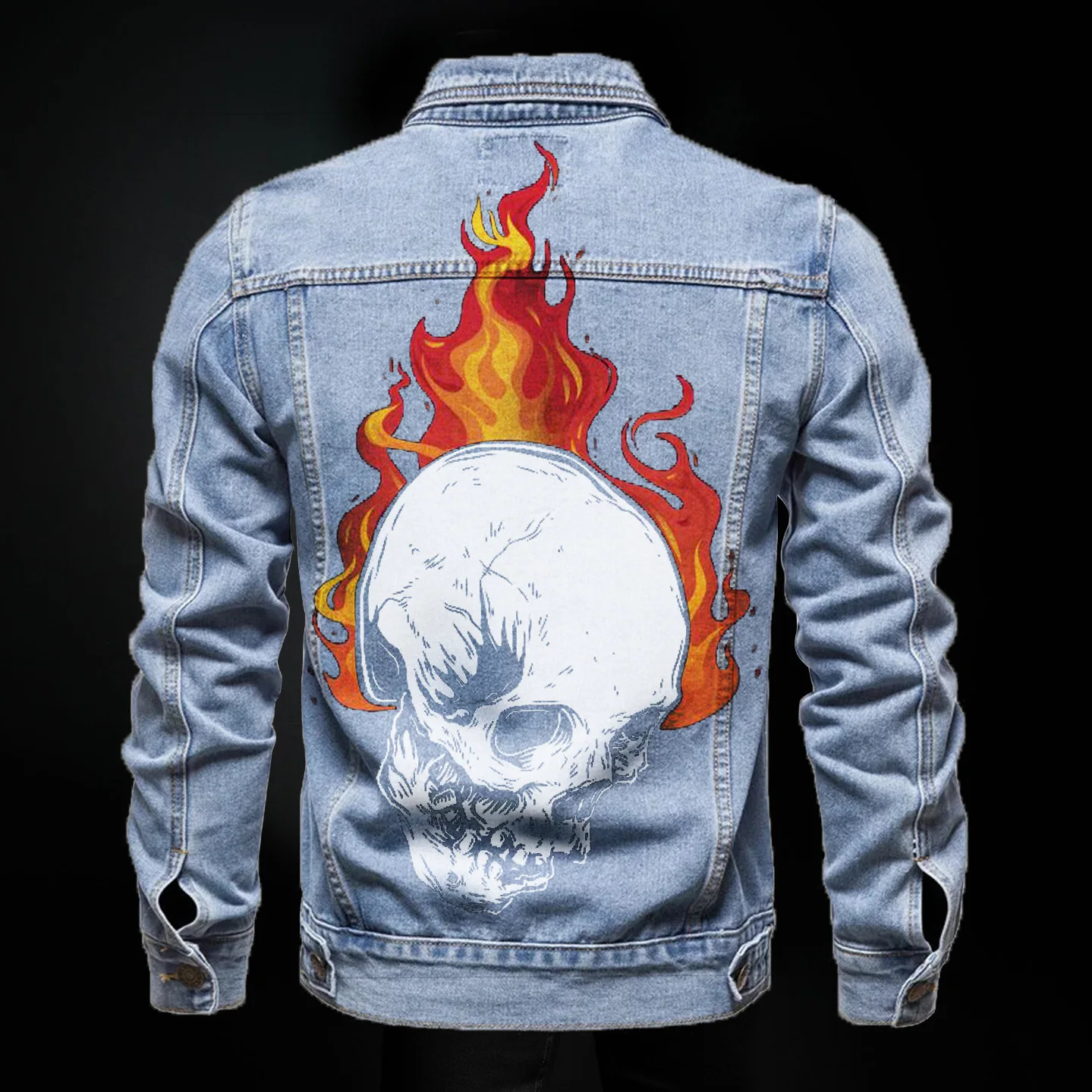 Мужская джинсовая куртка с рисунком черепа