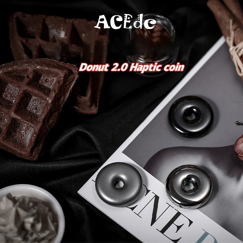 

ACEdc Donut 2.0 Haptic Coin Metal Decompression Toy Magnetic Push Slider Coin Spinner Fidget Slider Adults Gifts