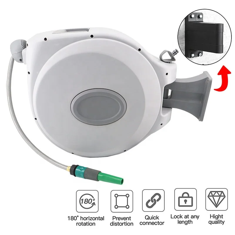 

Garden Tools Wall Mounted Potable Retractable Automatic Portable Water Hose Reel