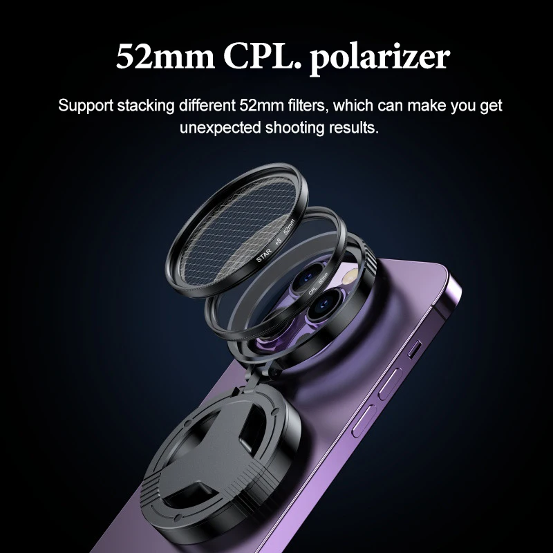 Фото 52-мм переменный nd cpl iphone 15 pro фильтр nd фильтр переменный смартфон сотовый поляризатор фильтр телефон камера телефон для Samsung №1