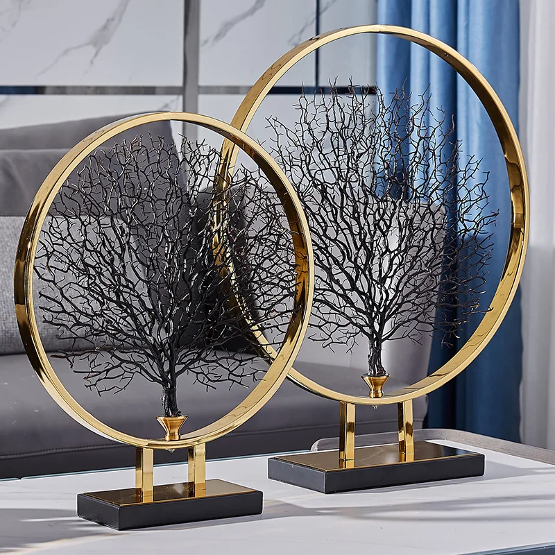 

Iron New Chinese Geometric Office Decorations Sea Tree Ornament Creative Home European Metal Furnishings Home Accessories