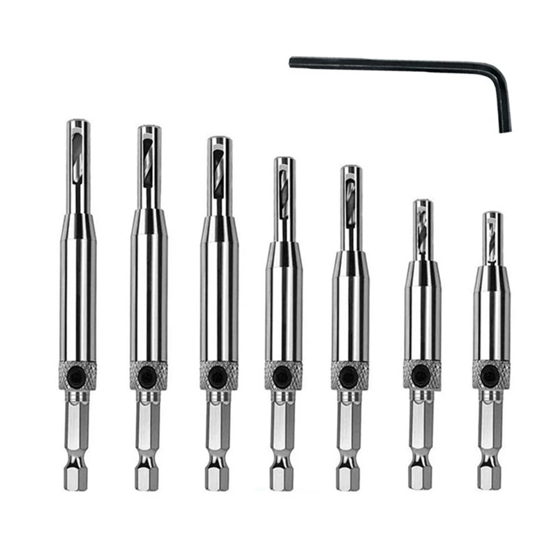 

Hinge Bit Set Woodworking Doors And Windows Hinge Hole Opener Positioning Drilling Set Hexagonal Handle Bit Durable Easy Install