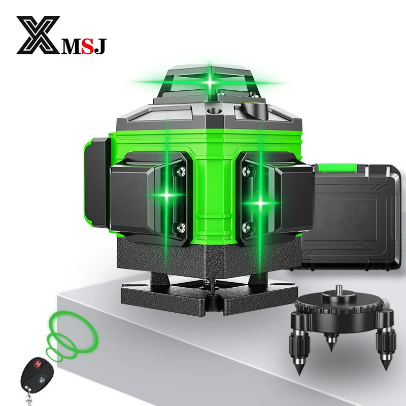 

8/12/16 Lines 3D Laser Level Self-Leveling 360 Green Line Horizontal ＆ Vertical Cross Laser Level Remote Green Beam Indoor Tools