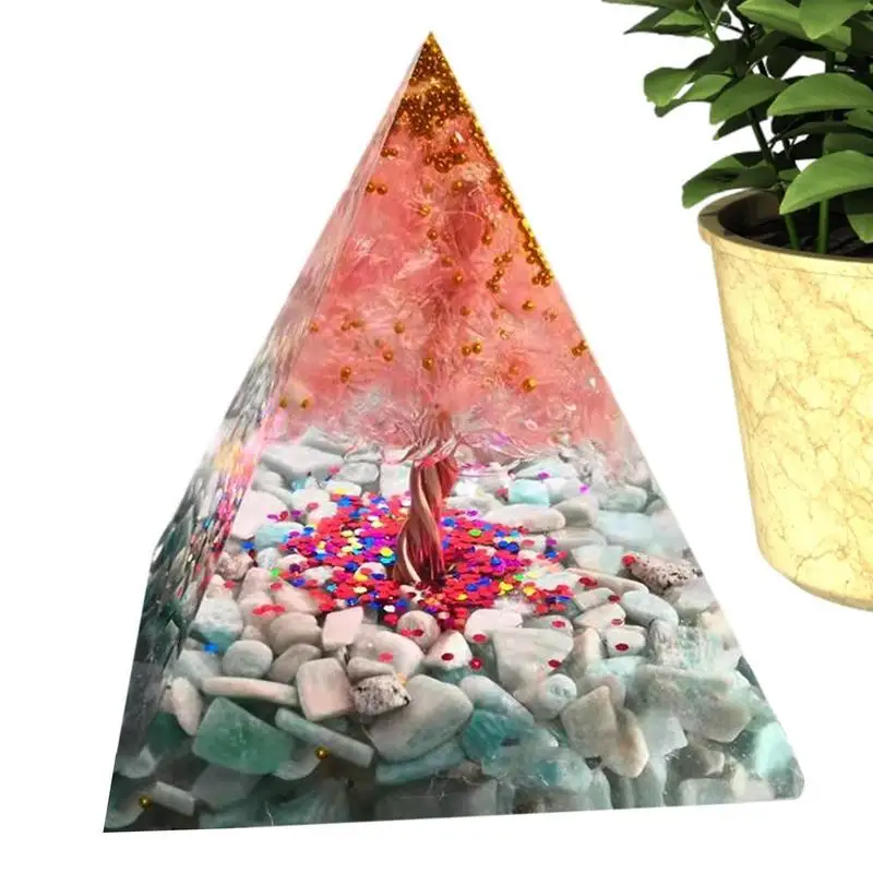 

Crystal Pyramid Smooth Crystal Energy Stone Tree-of-Life Pyramid Ornaments For Meditation Yoga Spiritual Balance Home Decor