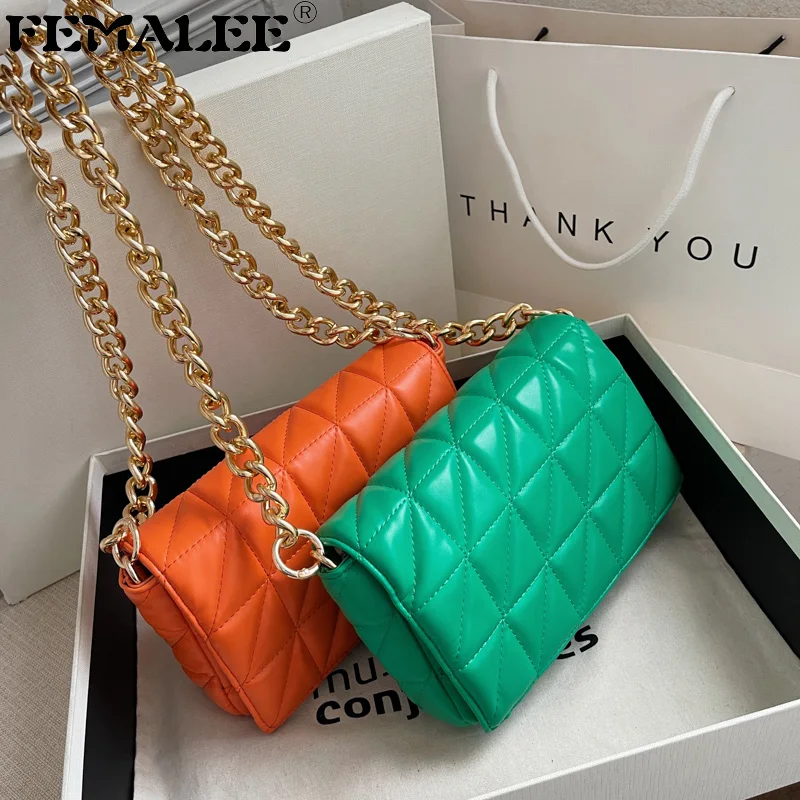 

European Small PU Leather Shoulder Bag 2022 Ins Trendy Branded Women's Designer Handbag Luxury Quilted Satchel Crossbody Bags