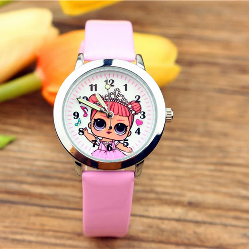 

LOL Surprises Originales Cute Pretty Girl Minnie Style Children's Watches Kids Student Girls Quartz Leather Wrist LOLs Watch