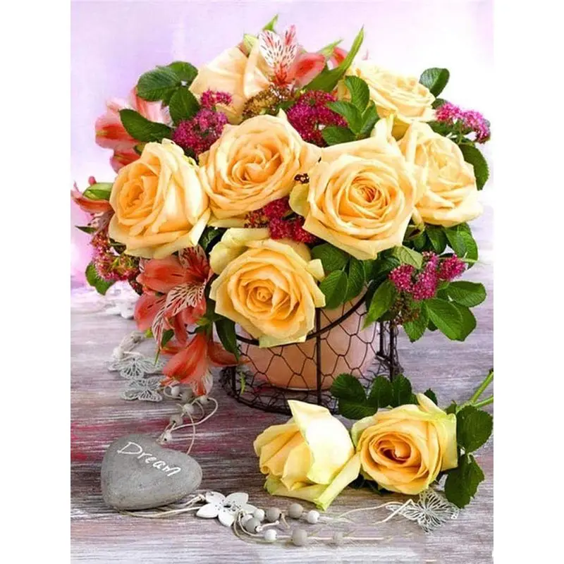 

RUOPOTY Full Diamond Embroidery "Yellow Flowers" Frame Diamond Painting Rhinestone Pictures Cross Stitch Art Home Decor