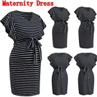 Платье женское для беременных с коротким рукавом платье для беременных летнее платье в полоску без бретелек Одежда для беременных женское платье