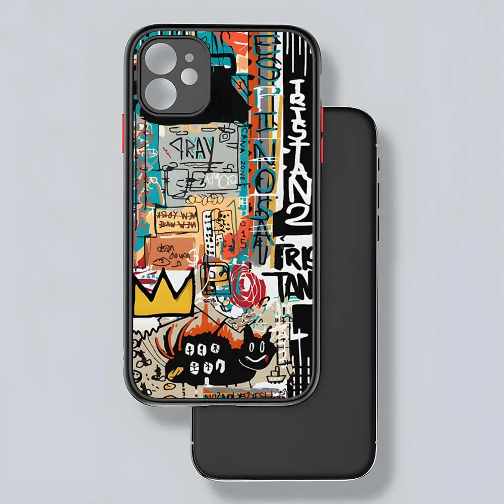 J-Jean-M-Michel B-BasquiatS Art Чехол для телефона с матовой прозрачной задней панелью iPhone 15 16