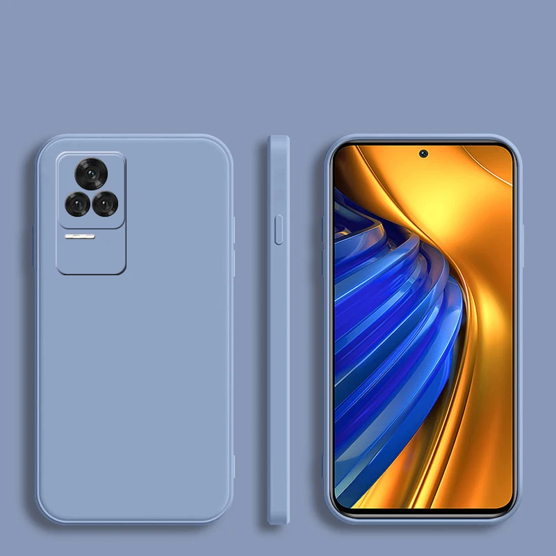 Фото Роскошный квадратный мягкий силиконовый чехол для Xiaomi Poco F4 F3 F2 Pro, однотонный защитный чехол для камеры, задняя крышка №3