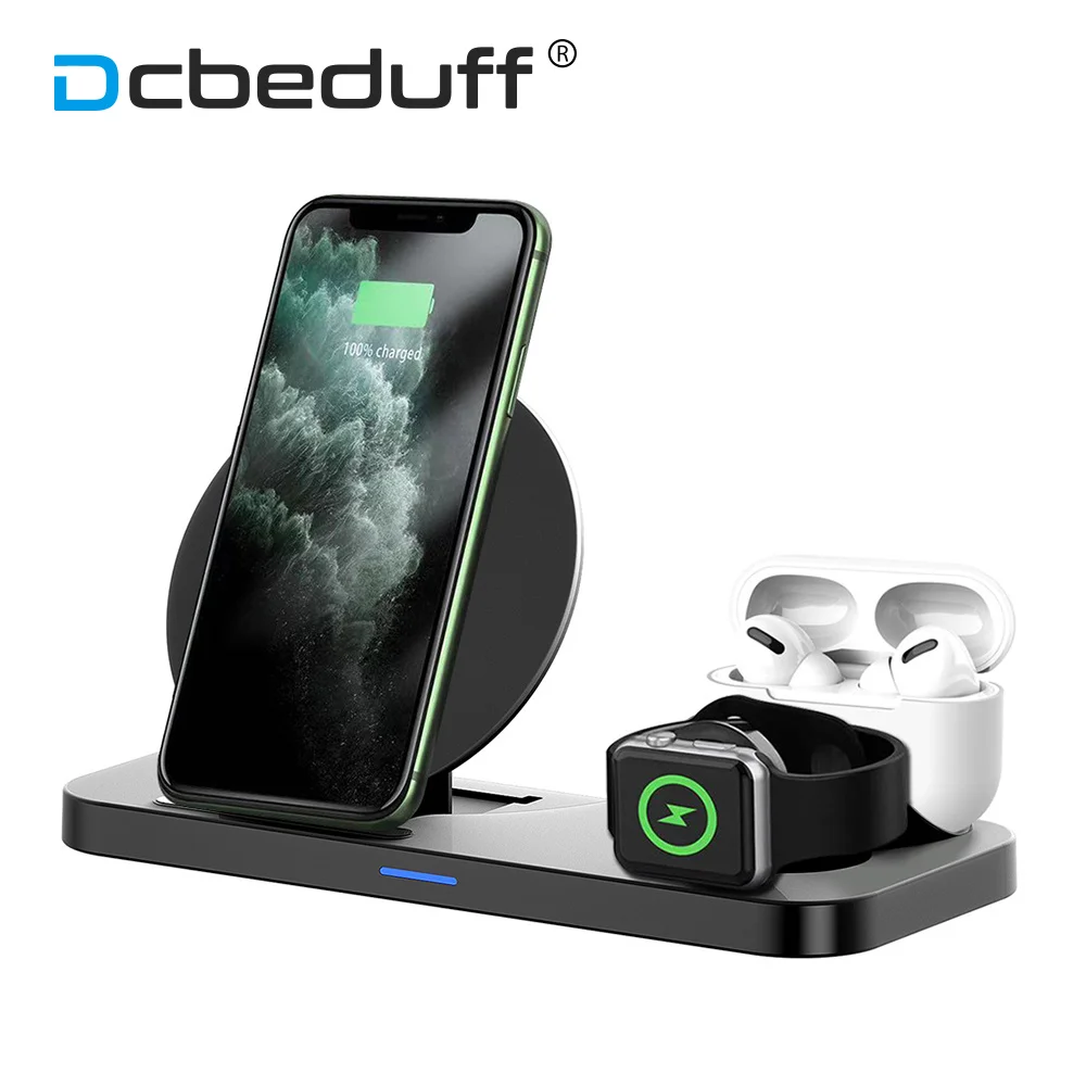 

Беспроводное зарядное устройство 3 в 1, подставка для iPhone 13 12 11 XS Max Apple Watch 6 5 4 3 Airpods Pro, зарядная док-станция, 10 Вт