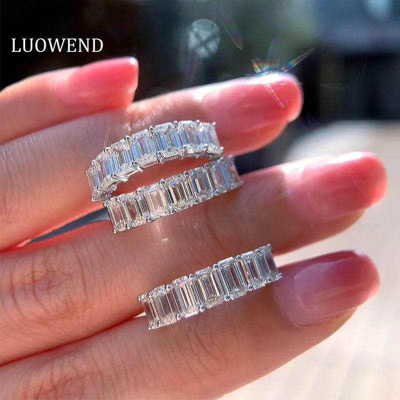 Кольца LUOWEND из белого золота 18 карат, блестящие полностью настоящие натуральные бриллианты, бриллианты для женщин, высокая помолвка