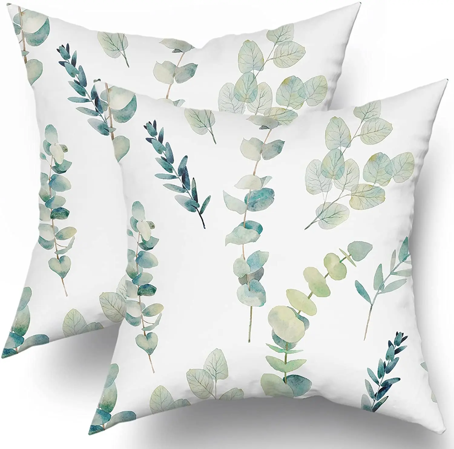 

Sage Green Pillow Covers 18X18 Inch Eucalyptus Branches Floral Watercolor Decorative Green Leaf Print Pillow Case for Home Sofa