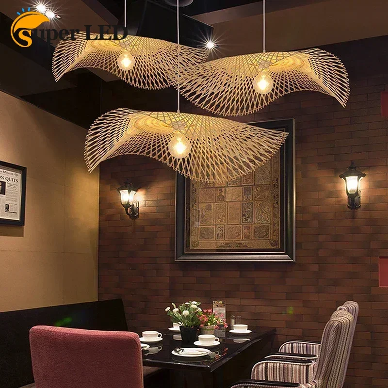 Вінтажні бамбукові підвісні світильники Креативний китайський стиль Стельові