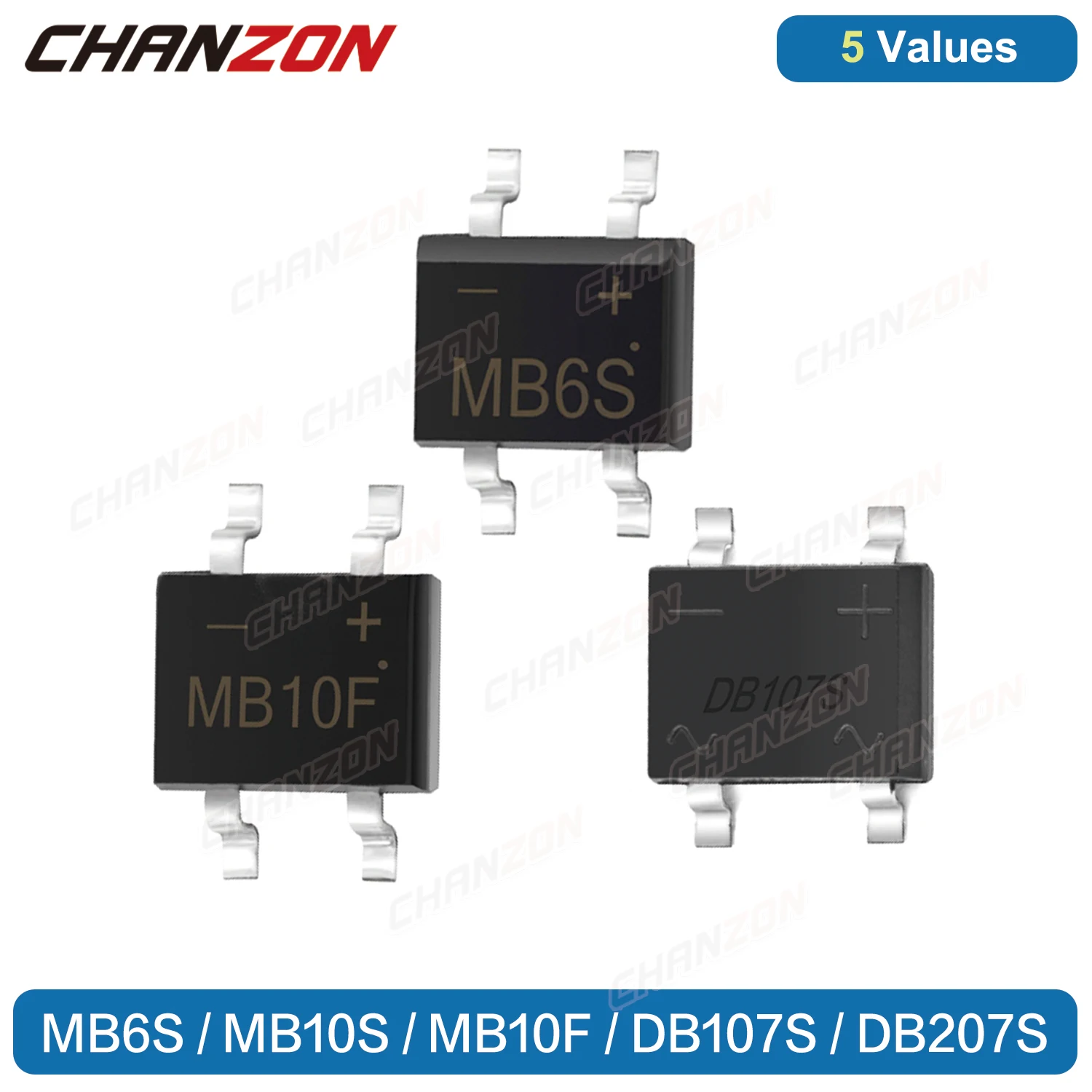 

MB6S MB10S MB10F DB107S DB207S SMD Diode Bridge Rectifier MBS MBF 0.5A 1A 2A 600V 1000V MB 6S 10S Single Phase Silicon Diodes