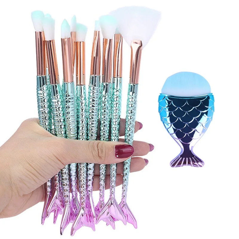 

Makeup brushes New Mermaid Foundation Eyebrow Eyeliner Blush Cosmetic Concealer Fish tail make up brushes Tools