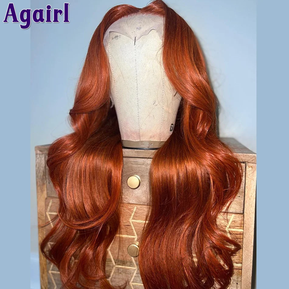 Ginger Brown 5X5 Closure Wig Transparent 13x6 Lace Front Body Wave Wig Dark Orange 13x4 Lace Frontal Human Hair Wigs for Women