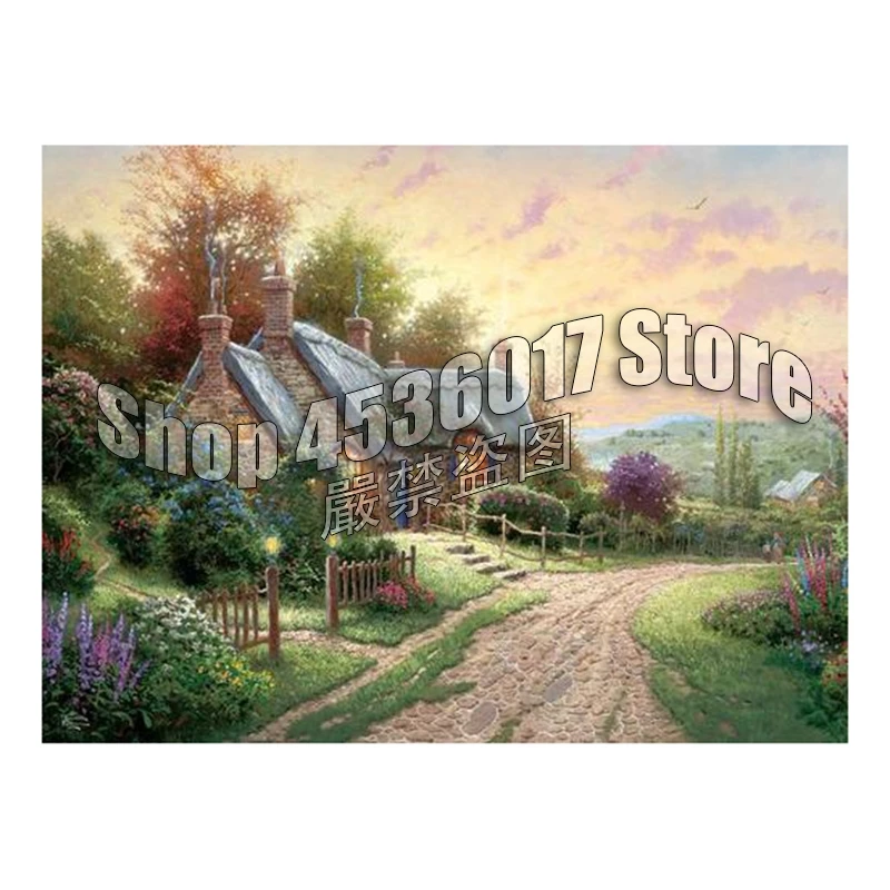 

Diamond Embroidery Landscape Cabin Flowers Of Rhinestone Full Square 5D Diy Diamond Painting Cross Stitch Kit Mosaic Home Decor
