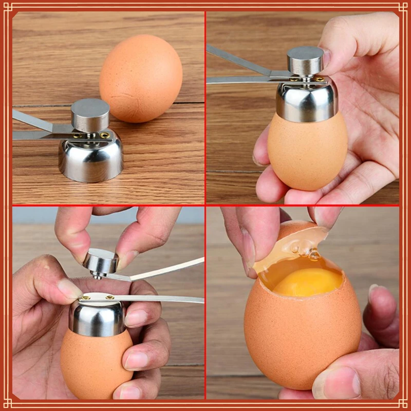 Купи Practical Metal Egg Scissors Egg Topper Cutter Shell Opener Stainless Steel Boiled Raw Egg Open Creative Kitchen Tools Set за 605 рублей в магазине AliExpress