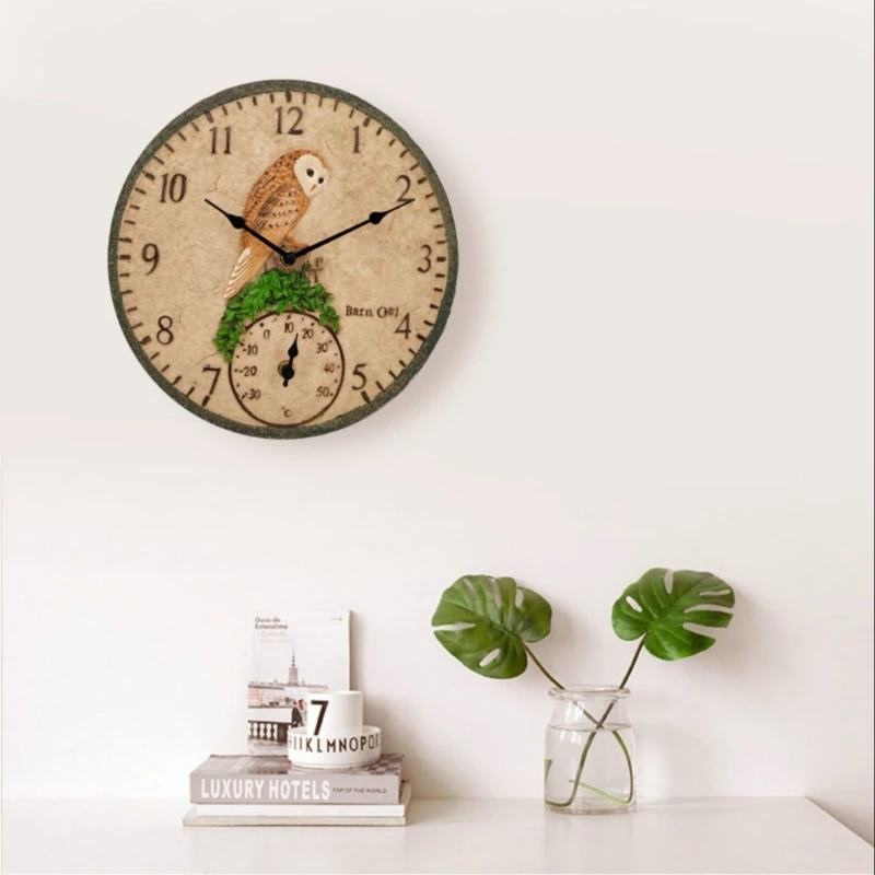 

Полимерные часы в европейском стиле с термометром, настенные часы, украшение для гостиной